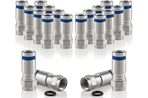 POPPSTAR 20x SAT F-Quick Mount Stecker, F-Kompressionsstecker für Koaxial-Kabel, Antennenkabel, Satellitenkabel bis 7,5mm,Witterungsbeständig, silber