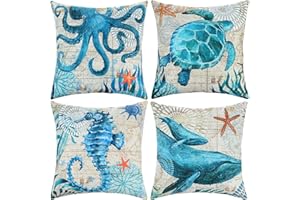 ARNTY Federe Cuscini Divano 45x45, Copricuscini Divano Moderna fodere Cuscini Decorativi Set di 4 Federa per Soggiorno Sedia Divano (Animale subacqueo-Velluto)