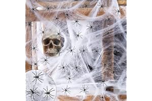 KOIROI Ragnatele Halloween Decorazioni, Ragnatele Finte Decorazioni, Ragnatela spettrale all'aperto Coperta con 30 Ragni Falsi, Ragnatela Halloween Estensibile, Halloween Ragnatela per Decorazioni Spaventose