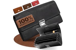 FLEXIBILITE®️Kellner Geldbörse Kellnerportemonnaie Echt Leder auf Qualitätsgeprüft [2025] RFID | Kellnerbörse Kellnergeldbeutel aus Leder | Bedienungsgeldbeutel Taxi Portemonnaie Schwarz