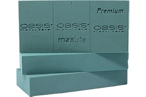 Flowerbox 3 x espuma original Oasis® Premium – 3 – 4 días de frescor floral adicional gracias a la impregnación MaxLife – 23 x 11 x 3,6 cm – Espuma húmeda para flores, bodas, cumpleaños, iglesias