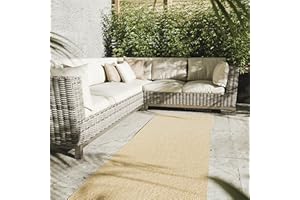 Interiyou Tapis d'extérieur résistant aux intempéries Asti - Tapis d'extérieur 80 x 300 cm - Beige - Aspect jute - Résistant aux UV - Pour l'extérieur : balcon, terrasse, jardin ou cuisine - Tapis