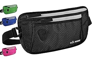 SAO ROQUE ® Bauchtasche Damen Herren, Reisepasshülle Gürteltasche Reise Gadgets mit RFID Blocker, Hüfttasche stylisch, Geldgürtel flach (Schwarz)