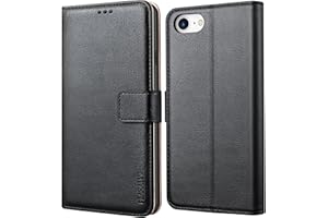 Peakally Coque pour iPhone SE 2022 5G/SE 2020/6/6S/7/8, Housse de Protection Etui à Rabat Premium en Cuir PU [Pochette de Portefeuille] [Fermeture Magnétique] - Noir