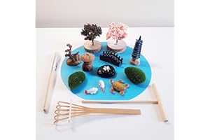 ZEN&TAO Miniature Desktop Zen Garden Accessories, DIY Zen Garden Fairy Garden Miniatures, 12pcs Figures plus Three Tools, Japanese Gift Idea, Terrarium, Bonsai Decorative Craft Kit