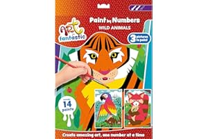 Curious Universe Art Fantastic Wild Animals Triple Set - Paint by Numbers for Children - Painting by Numbers Activity Set for Kids Age 6-14 - Arts and Crafts Gifts - Includes 3 Pictures & 14 Paints