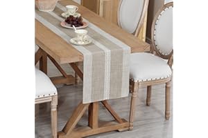 Newisher Braided Striped Table Runner Rustic Embroidery Coffee Table Runners for Decorations Weddings Holiday Brown 33x122cm/13x48inch
