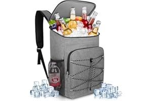 ANHOW 23L Mochila Nevera Isótermica, Grande Bolsa Refrigeradora Bolsa de Picnic Cooler Portatil, Impermeable Prueba de Fugas Alimentos Bolsa Térmica, para la Playa, Verano Camping, Picnics, Senderismo -Gris