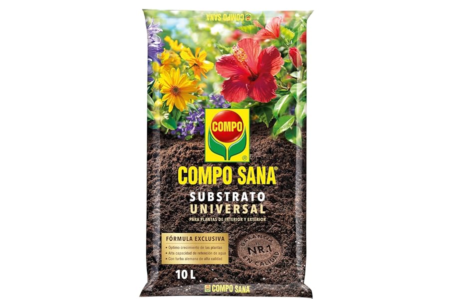 COMPO SANA Substrato Universal de calidad con 6 a 8 semanas de abono para plantas de interior, terraza y jardín, Substrato de