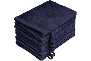 NatureMark Paquete de 10 Manoplas de Lavado de Tejido de Rizo, paños de Lavado, 100% algodón, Azul Marino, 15 x 21 cm