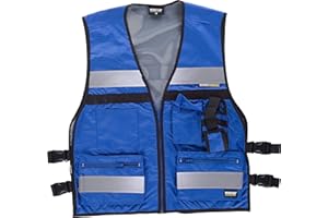 Work Team Chaleco de Alta Visibilidad con ajustes Laterales, Multibolsillos, Dos Cintas Reflectantes. Hombre