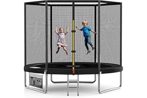 Devoko Trampoline Extérieur Ø183/ 228/305 / 366 / 427cm, Trampoline de Jardin Robuste, Cadre en Acier Galvanisé avec Sac de Rangement, pour Enfants et Adultes