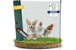 NATURIZ® Weidezaun in 50m x 90cm Komplettset - mobiler Hundezaun & Hühnerzaun extrem stabil, ohne Strom, Grün (50m)