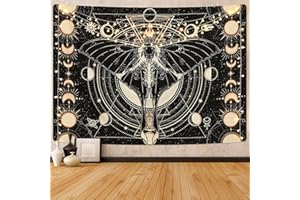 Yrendenge Motte Wandbehang Schwarz - Wandteppich mit Natürlichem Horoskop - Dekorativ für Schlafzimmer - 210 x 150 cm