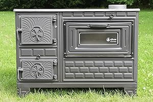 EFORISI Outdoor Küchenofen, Kaminofen, Terrassenofen, Gartenküche Ofen, Pizzaofen, Outdoorküche, Holzofen, Gartenkamin, Outdoor kocher, Werkstattofen Holz und Kohle (Gusseiserne Tür)
