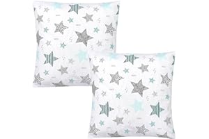 TupTam Fundas de Cojin con Diseño Decorativo para Niños Paquete de 2, Estrellas Menta Verde/Negro, 40 x 60 cm