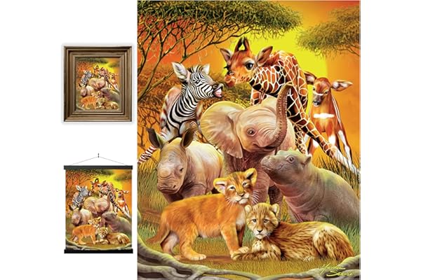 3D LiveLife Affiche murales lenticulaires Cousins Proches de Deluxebase. Poster Safari 3D sans cadre. Décoration murale parfaite. Oeuvre originale sous licence de l'artiste renommé, Michael Searle