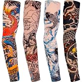 Qpout Arm Tattoos Sleeves Cover for Men Women, Unisex Cool Fashion Tattoo Sleeves Outdoor Cycling Summer Sunscreen Nylon Stre