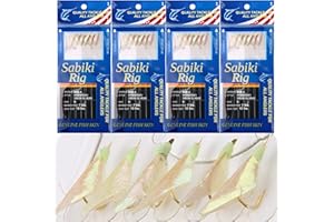 SHADDOCK Fishing Lures Bait Rigs-6 Packs Luminous Fishing Rigs Real Fish Skin Rigs Freshwater Saltwater Bait Rigs with String Hooks Swivels Glow in Dark Size 4 6 8