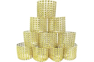 FIBOUND napkin rings Gold,Bling Rhinestone Napkin Rings,Napkin Ring,Chair Sash Bows Holder, Rhinestone Bouquet Glass Bottle Wrapped Ring, Napkin Holder Rings for Table Settings Decoration,Dinner Parties-30Pcs