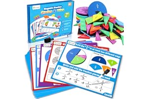 D-FantiX Magnetic Fraction Tiles & Fraction Circles Activity Set, Math Manipulatives for Elementary School, Fraction Manipulatives Montessori Learning Toys for Kids Students Homeschool Supplies