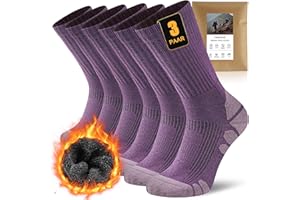 FORVEVO 60% Merino skarpety trekkingowe dla mężczyzn i kobiet, 3 pary, wełniane skarpety męskie, wyściełane, termiczne skarpety zimowe, skarpety sportowe do trekkingu i aktywności na świeżym powietrzu
