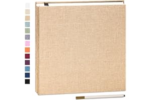 Yopih Album Photo Adhésif avec 40 Pages 10X15 Lin en Tissu Couverture Scrapbooking DIY Photo Album Sauver Bébé Croissance Mariage Voyage Famille Cadeau