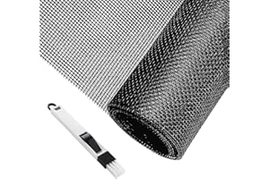 GLQ Zanzariera Rete in Fibra di Vetro per Finestre 300 * 150CM Telo Ricambio, Net Resistente a Raggi UV, per Finestra e Porta Zanzariere Tagliabile Rotolo-Nero (Nero)