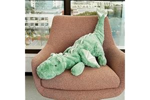 CBWERBB Weighted Dragon Stuffed Animals, Soft and Sturdy Heavy Weighted Stuffed Animals Toy Dino Pillows Anxiety Relief for Kids and Adults,Large Dinosaur Plush ﻿ (Green-110cm)