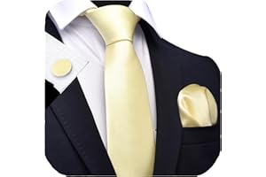 Gusleson 3.15"（8cm） Solid Color Necktie and Pocket Square Cufflinks Sets For Men + Gift Box