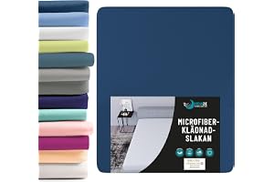 Dreamzie Dra på-lakan - För Madrass 160 x 190/200 cm - 100% Polyester - Auktoriserad OEKO-TEX® - Mörkblå - Mjuk som en Persik