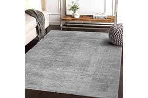 RUGURA Alfombra de Salón Dormitorio Habitación Comedor Pelo Corto y Suave Grande 120x170 cm Gris Unicolor Moderna Nordica Lavable Antideslizante
