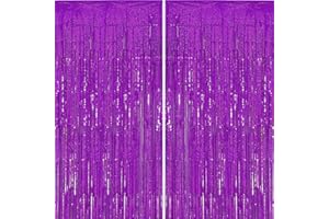 carve ideas 2 Stück Lametta-Folienvorhang, Metallischer Fransen-Hintergrund Party-Deko für Geburtstag, Hochzeit, Verlobung, Baby-Shower, Junggesellinnenabschied, Weihnachten, Fest (1 × 2,5 m, Lila)