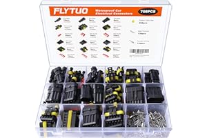 Flytuo 708PCS Automotive Waterproof Car Electrical Wire Connectors Plug Kit, 1/2/3/4/5/6 Male and Female Pin Connectors for Motorcycle, Truck, Car, Boats, Scooter