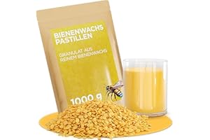 ‎MOLINORC molinoRC 1kg Bienenwachs Pastillen [100% natürlich rein ohne Zusatz anderer Wachse] - Premium Qualität für Kerzen, Kosmetik, Lederpflege, Möbelpflege und Herstellung Bienenwachstücher - Beeswax