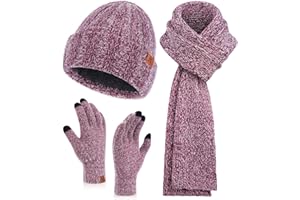 Bequemer Laden Mujeres Invierno Gorro Termicos Guantes Tactiles Bufanda Larga Conjunto Regalo Mujer con Forro Polar