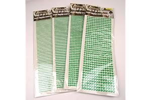Meena Supplies Up to 1350x Stick On Self Adhesive Rhinestones - (Green, 5mm x792 pcs)