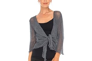 SHU-SHI - Cardigan/Coprispalle Trasparente - Effetto a Maglia - Donna
