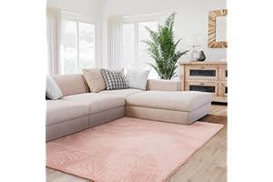 ‎INTERIYOU Interiyou Hochflorteppich Fargo - 140x200 cm Rosa - Flauschiger Fellteppich aus Kunstfell - waschbar und rutschfest - weicher Langflor Fell