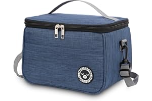 BALIGO 9L izolowana torba na lunch, [ odporna na przeciekanie podszewka ] torba chłodząca, torba na lunch Bento, składana termiczna torba na lunch do pracy podróży pikniku biurowego (Niebieski, 9L)