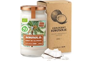 NaturaleBio Ekologisk Kokosolja 1000ml Naturlig, Kallpressad och | Ren Kokosolja Ekologiskt Odlad i Sri Lanka, Oraffinerad Virgin Kokosolja för Matlagning, Hud och Hår