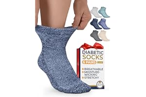 Pembrook Ankle Diabetic Socks for Women & Men | 6 Pairs | Wide Non Binding Socks Quarter Length | Edema Neuropathy Socks