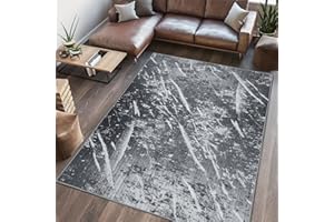 Vamcheer Tappeto Salotto Pelo Corto - Astratto Design Moderni Tappeti Soggiorno,Tappeto Camera da Letto lavabile,Decoration salon y casa, Tappeti Grandi Antiscivolo Morbido,Grigio scuro 200x300 cm