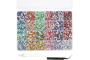 24000Pcs Diamantes para Uñas, BetterJonny Cristales para Uñas 3mm Cristales Gemas Piedras para Uñas Diamantes de Imitación Gemas de Espalda Plana para Uñas Maquillaje Ropa Manualidades DIY Handwerk,E