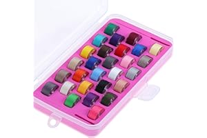 New brothread 28pcs Sortierte Farben 60S/2 (90WT) Vorgewickelten Spulen Unterfaden Kunststoff Größe A SA156 für Stickerei und Nähmaschine DIY Stickgarn Nähgarn