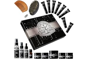 KreativeKraft Calendrier de l'Avent 2025 Homme Calendrier Compte à Rebours Noel 24 Surprises Kit Barbe Huiles Baumes Gommages Peignes
