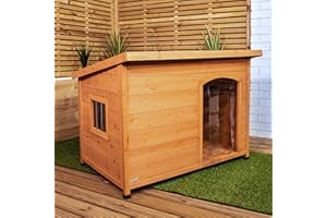 Samuel ALEXANDER 82cm x 1.16m Indoor/Outdoor Garden Wooden Dog House Kennel with Window-Dog House Shelter, Weatherproof and Durable - Perfect for Garden and Home