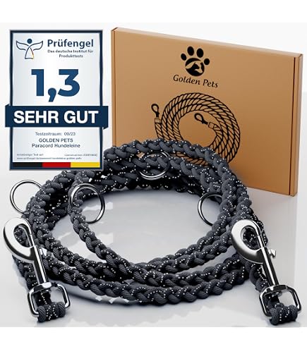Kletterleine Für Hunde – Robuste Hundeleine Aus Bergseil Mit Drehverschluss (Blue Grey, 180 Cm)