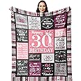 30th Birthday Gifts for Her, 30th Birthday Decorations for Women, Happy 30th Birthday Gifts for Women, 30 Year Old Birthday Gift for 30 Year Old Women, 1994 Birthday Decoration Blanket 150x130CM