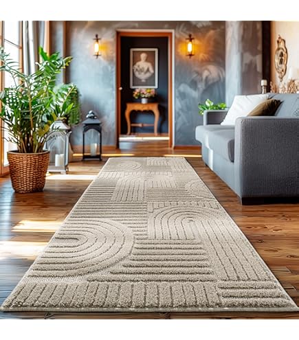 Carpetsale24 Vloerkleed voor de woonkamer, Scandinavische stijl, boho met hoog-laag effect, decoratief tapijt, onderhoudsvriendelijk tapijt, beige 200x290 cm
